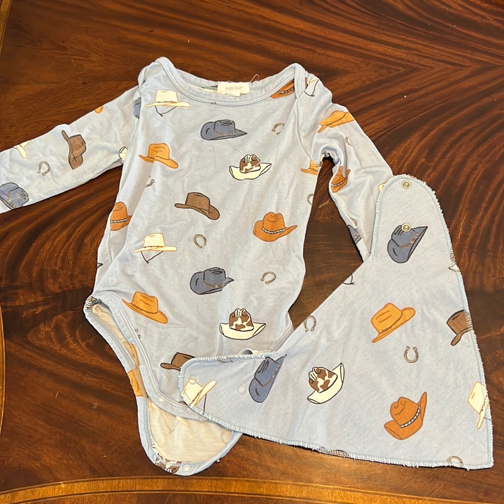Angel Dead Cowboy long sleeve onesie and bandana bib